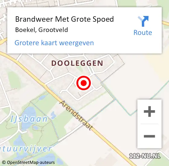 Locatie op kaart van de 112 melding: Brandweer Met Grote Spoed Naar Boekel, Grootveld op 18 augustus 2022 14:09