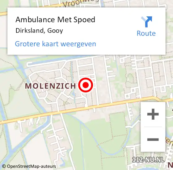 Locatie op kaart van de 112 melding: Ambulance Met Spoed Naar Dirksland, Gooy op 18 augustus 2022 14:28