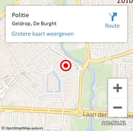 Locatie op kaart van de 112 melding: Politie Geldrop, De Burght op 18 augustus 2022 15:20