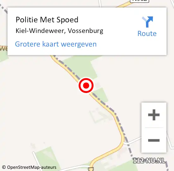 Locatie op kaart van de 112 melding: Politie Met Spoed Naar Kiel-Windeweer, Vossenburg op 18 augustus 2022 15:30