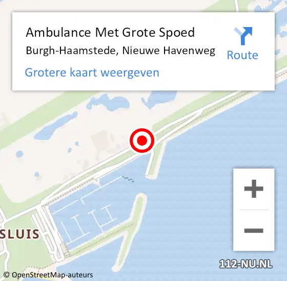 Locatie op kaart van de 112 melding: Ambulance Met Grote Spoed Naar Burgh-Haamstede, Nieuwe Havenweg op 26 juli 2014 20:06