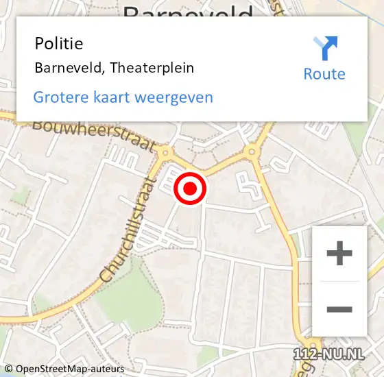 Locatie op kaart van de 112 melding: Politie Barneveld, Theaterplein op 18 augustus 2022 15:43