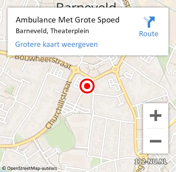 Locatie op kaart van de 112 melding: Ambulance Met Grote Spoed Naar Barneveld, Theaterplein op 18 augustus 2022 15:44