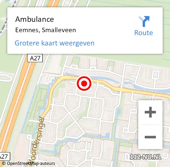 Locatie op kaart van de 112 melding: Ambulance Eemnes, Smalleveen op 26 juli 2014 20:12