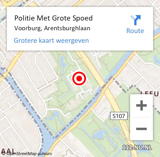 Locatie op kaart van de 112 melding: Politie Met Grote Spoed Naar Voorburg, Arentsburghlaan op 18 augustus 2022 16:30