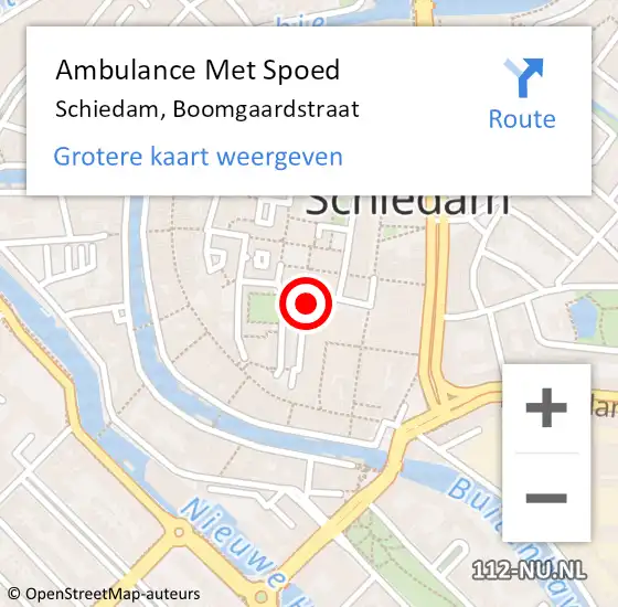 Locatie op kaart van de 112 melding: Ambulance Met Spoed Naar Schiedam, Boomgaardstraat op 18 augustus 2022 16:37