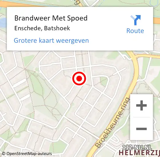 Locatie op kaart van de 112 melding: Brandweer Met Spoed Naar Enschede, Batshoek op 18 augustus 2022 16:46