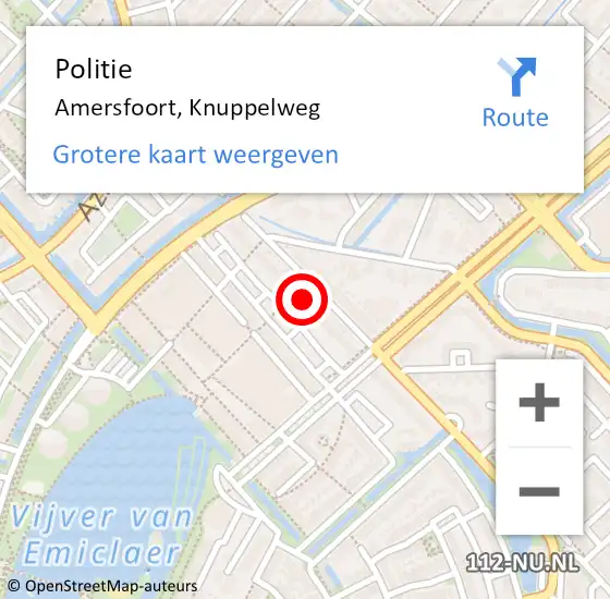 Locatie op kaart van de 112 melding: Politie Amersfoort, Knuppelweg op 18 augustus 2022 16:49