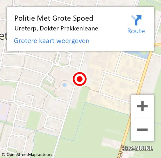 Locatie op kaart van de 112 melding: Politie Met Grote Spoed Naar Ureterp, Dokter Prakkenleane op 18 augustus 2022 17:19