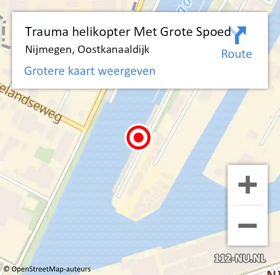 Locatie op kaart van de 112 melding: Trauma helikopter Met Grote Spoed Naar Nijmegen, Oostkanaaldijk op 18 augustus 2022 17:29