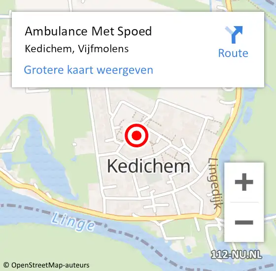 Locatie op kaart van de 112 melding: Ambulance Met Spoed Naar Kedichem, Vijfmolens op 18 augustus 2022 17:29