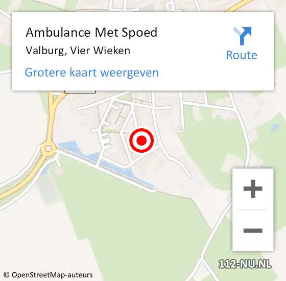 Locatie op kaart van de 112 melding: Ambulance Met Spoed Naar Valburg, Vier Wieken op 18 augustus 2022 18:07