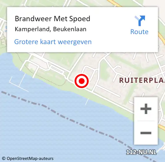 Locatie op kaart van de 112 melding: Brandweer Met Spoed Naar Kamperland, Beukenlaan op 18 augustus 2022 18:09