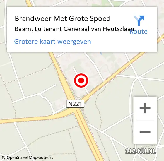 Locatie op kaart van de 112 melding: Brandweer Met Grote Spoed Naar Baarn, Luitenant Generaal van Heutszlaan op 18 augustus 2022 18:22