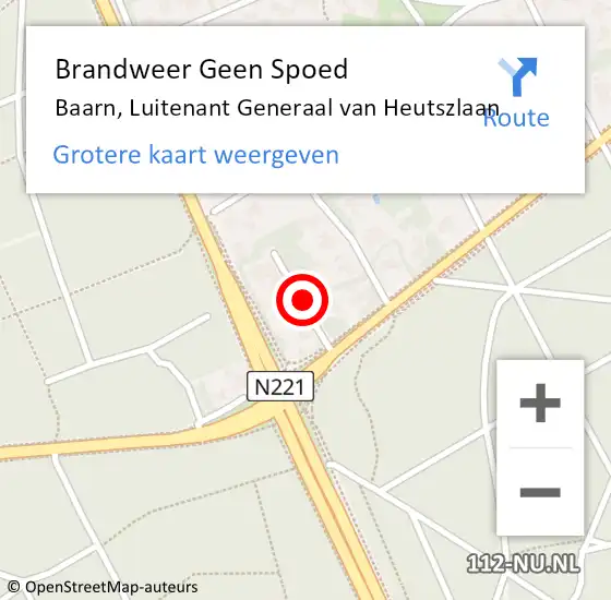 Locatie op kaart van de 112 melding: Brandweer Geen Spoed Naar Baarn, Luitenant Generaal van Heutszlaan op 18 augustus 2022 18:25