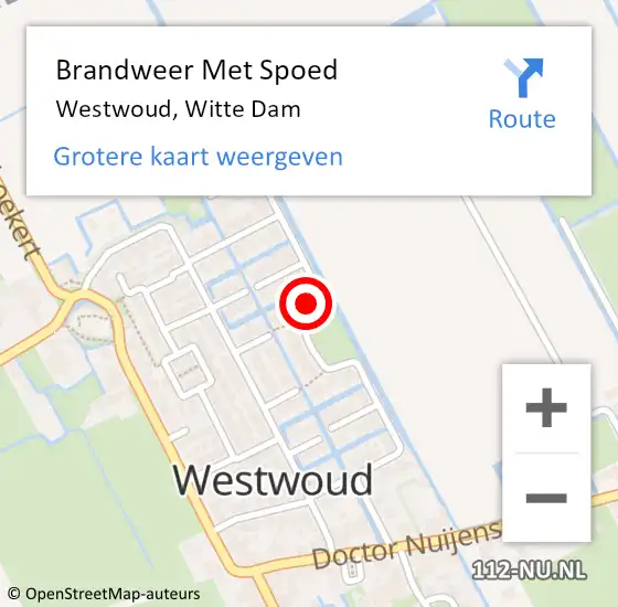 Locatie op kaart van de 112 melding: Brandweer Met Spoed Naar Westwoud, Witte Dam op 18 augustus 2022 18:29