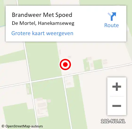 Locatie op kaart van de 112 melding: Brandweer Met Spoed Naar De Mortel, Hanekamseweg op 18 augustus 2022 18:29