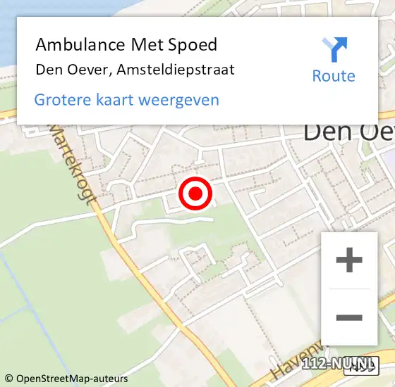 Locatie op kaart van de 112 melding: Ambulance Met Spoed Naar Den Oever, Amsteldiepstraat op 18 augustus 2022 18:45