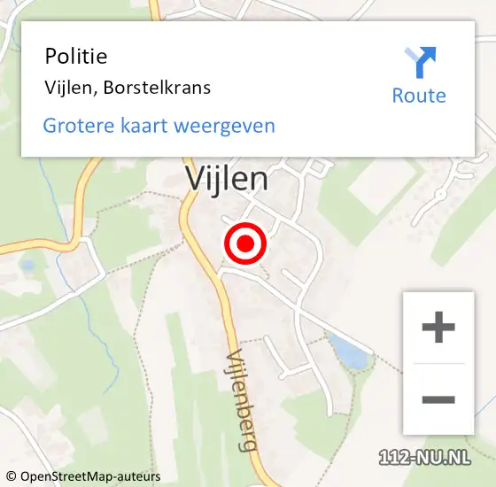 Locatie op kaart van de 112 melding: Politie Vijlen, Borstelkrans op 18 augustus 2022 18:55