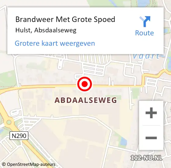 Locatie op kaart van de 112 melding: Brandweer Met Grote Spoed Naar Hulst, Absdaalseweg op 18 augustus 2022 19:05