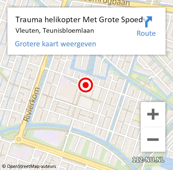 Locatie op kaart van de 112 melding: Trauma helikopter Met Grote Spoed Naar Vleuten, Teunisbloemlaan op 18 augustus 2022 19:29