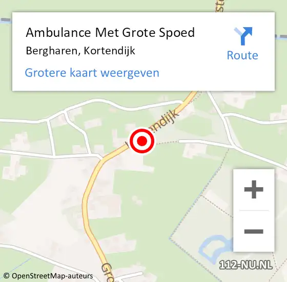 Locatie op kaart van de 112 melding: Ambulance Met Grote Spoed Naar Bergharen, Kortendijk op 18 augustus 2022 19:37