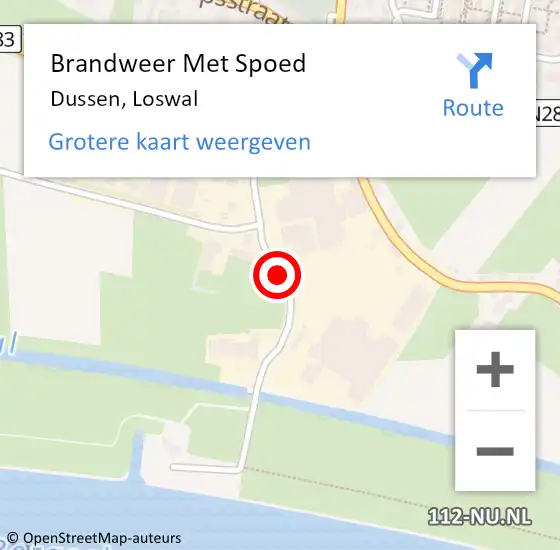 Locatie op kaart van de 112 melding: Brandweer Met Spoed Naar Dussen, Loswal op 26 juli 2014 20:48