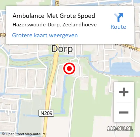 Locatie op kaart van de 112 melding: Ambulance Met Grote Spoed Naar Hazerswoude-Dorp, Zeelandhoeve op 18 augustus 2022 20:13