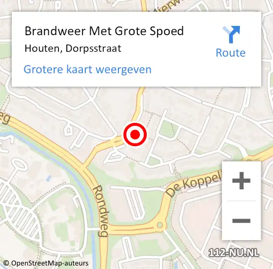 Locatie op kaart van de 112 melding: Brandweer Met Grote Spoed Naar Houten, Dorpsstraat op 18 augustus 2022 20:31