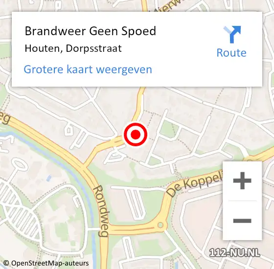 Locatie op kaart van de 112 melding: Brandweer Geen Spoed Naar Houten, Dorpsstraat op 18 augustus 2022 20:31