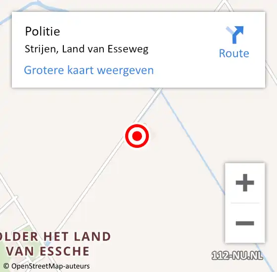 Locatie op kaart van de 112 melding: Politie Strijen, Land van Esseweg op 18 augustus 2022 20:42