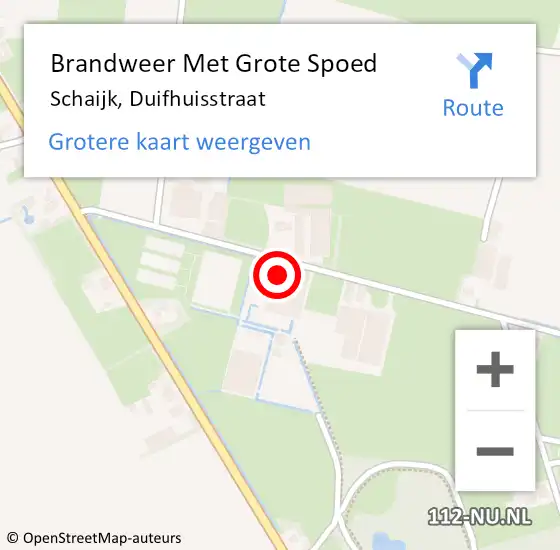 Locatie op kaart van de 112 melding: Brandweer Met Grote Spoed Naar Schaijk, Duifhuisstraat op 18 augustus 2022 20:58