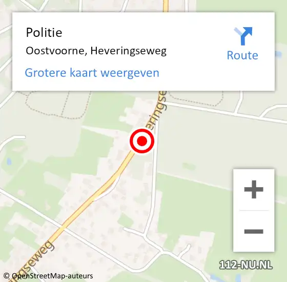 Locatie op kaart van de 112 melding: Politie Oostvoorne, Heveringseweg op 18 augustus 2022 21:02