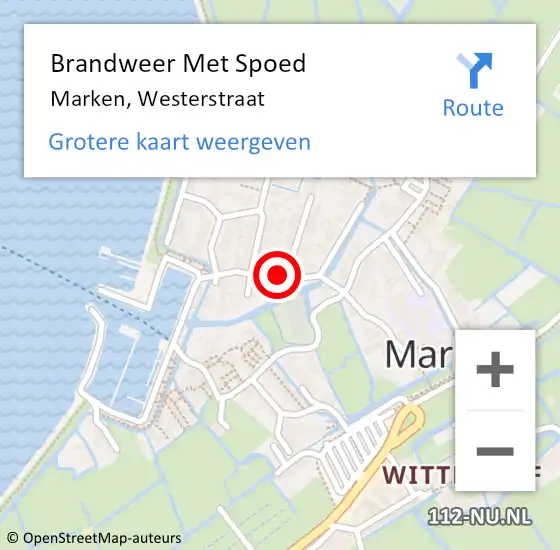 Locatie op kaart van de 112 melding: Brandweer Met Spoed Naar Marken, Westerstraat op 18 augustus 2022 21:10