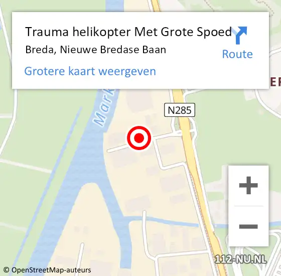 Locatie op kaart van de 112 melding: Trauma helikopter Met Grote Spoed Naar Breda, Nieuwe Bredase Baan op 18 augustus 2022 21:10