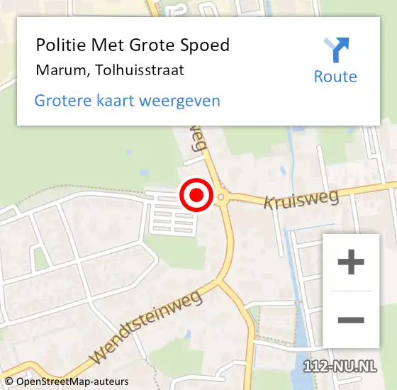 Locatie op kaart van de 112 melding: Politie Met Grote Spoed Naar Marum, Tolhuisstraat op 18 augustus 2022 22:02