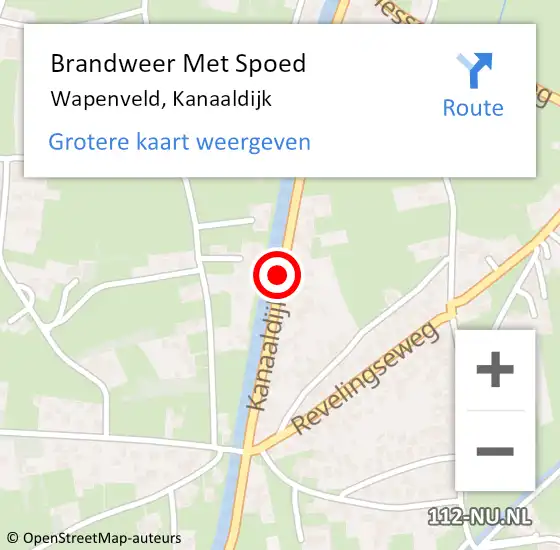 Locatie op kaart van de 112 melding: Brandweer Met Spoed Naar Wapenveld, Kanaaldijk op 18 augustus 2022 22:22