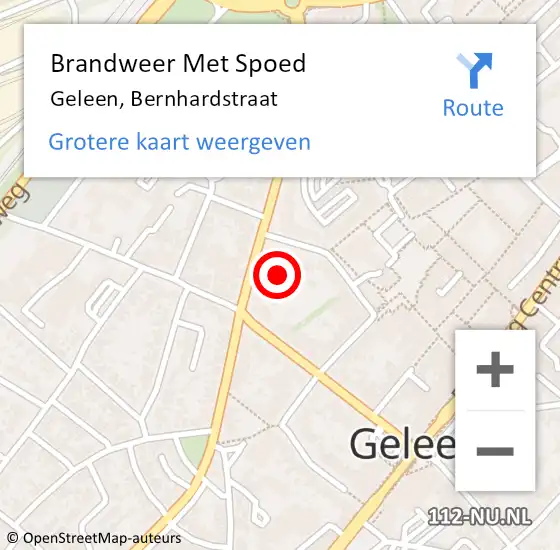 Locatie op kaart van de 112 melding: Brandweer Met Spoed Naar Geleen, Bernhardstraat op 18 augustus 2022 22:43