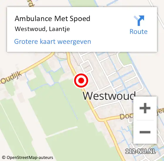 Locatie op kaart van de 112 melding: Ambulance Met Spoed Naar Westwoud, Laantje op 18 augustus 2022 22:46