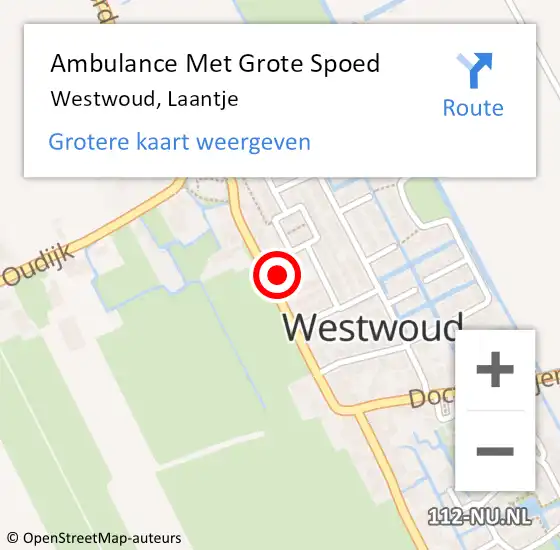 Locatie op kaart van de 112 melding: Ambulance Met Grote Spoed Naar Westwoud, Laantje op 18 augustus 2022 22:47
