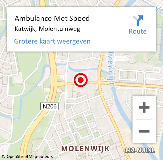 Locatie op kaart van de 112 melding: Ambulance Met Spoed Naar Katwijk, Molentuinweg op 18 augustus 2022 23:00