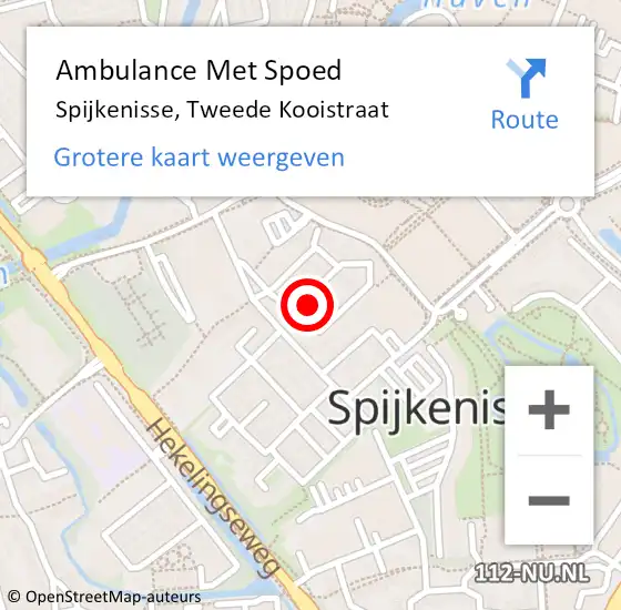 Locatie op kaart van de 112 melding: Ambulance Met Spoed Naar Spijkenisse, Tweede Kooistraat op 18 augustus 2022 23:14