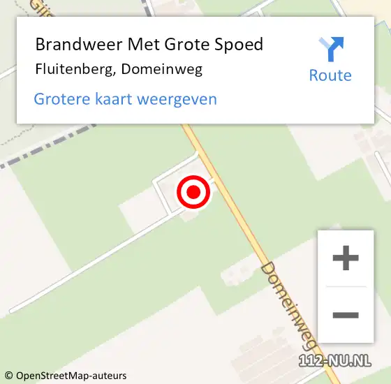 Locatie op kaart van de 112 melding: Brandweer Met Grote Spoed Naar Fluitenberg, Domeinweg op 26 juli 2014 21:11