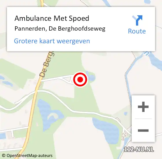 Locatie op kaart van de 112 melding: Ambulance Met Spoed Naar Pannerden, De Berghoofdseweg op 19 augustus 2022 00:13