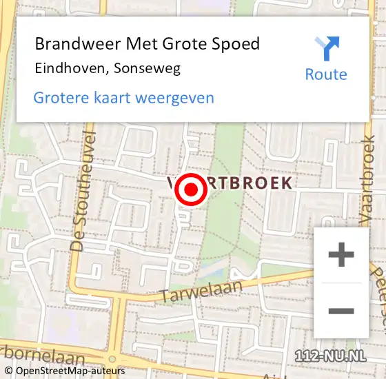 Locatie op kaart van de 112 melding: Brandweer Met Grote Spoed Naar Eindhoven, Sonseweg op 19 augustus 2022 01:13