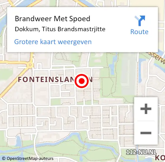 Locatie op kaart van de 112 melding: Brandweer Met Spoed Naar Dokkum, Titus Brandsmastrjitte op 19 augustus 2022 01:18