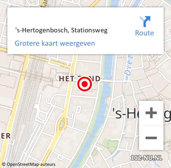 Locatie op kaart van de 112 melding:  's-Hertogenbosch, Stationsweg op 19 augustus 2022 01:49