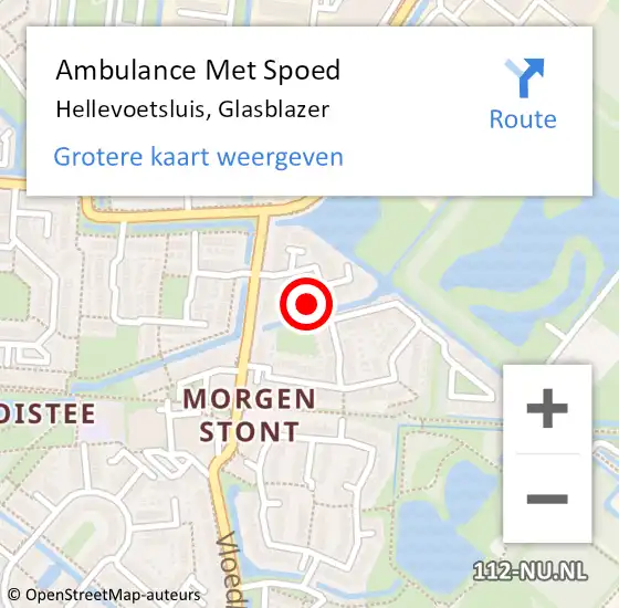Locatie op kaart van de 112 melding: Ambulance Met Spoed Naar Hellevoetsluis, Glasblazer op 19 augustus 2022 02:56