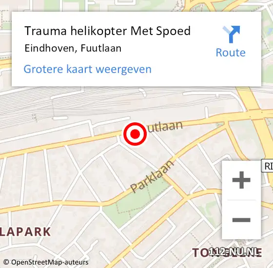 Locatie op kaart van de 112 melding: Trauma helikopter Met Spoed Naar Eindhoven, Fuutlaan op 19 augustus 2022 03:03