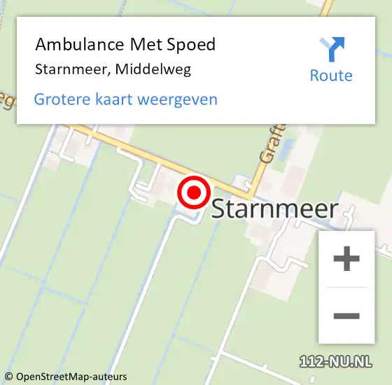 Locatie op kaart van de 112 melding: Ambulance Met Spoed Naar Starnmeer, Middelweg op 19 augustus 2022 03:29